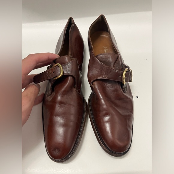 Ferragamo Salvatore Mens single monk strap shoe Burgandy / Brass 8.5 - Picture 1 of 6